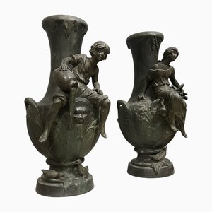 Napoleon III Vases with Bronze Patina from François Moreau, Set of 2