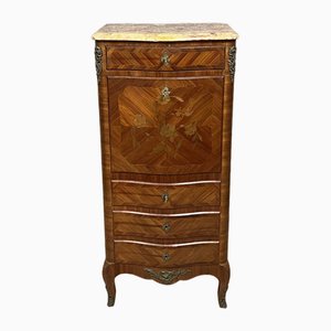 Louis XV Curved Secretary in Marquetry, 1900s