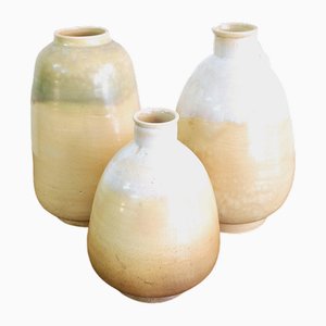 Vases Mid-Century en Céramique Vernie, Espagne, 1950s, Set de 3