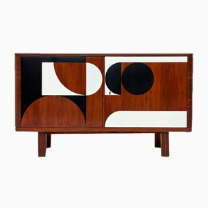 Vintage Sideboard with Hand-Painted Geometric Pattern, 1950s