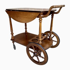 Mid-Century French Wooden Bar Cart Trolley, 1950s