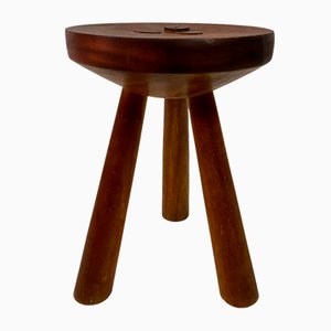 Tabouret Tripode Brutaliste en Bois