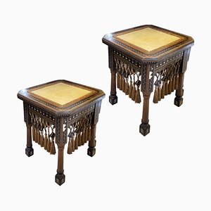 Low Inlaid Wood Auxiliar Tables by Carlo Bugatti, Set of 2