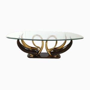 Vintage Brass Swan Coffee Table, 1980s