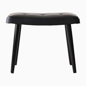 Pouf en Cuir Noir, 1960s