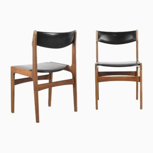 Teak and Leather Dining Chairs by Erik Buch, 1960s, Set of 2