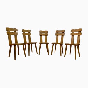Swedish Dining Chairs in Pine, 1970s, Set of 5