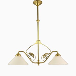 Viennese Art Nouveau Pendant Lamp with Opal Shades, 1920s