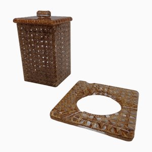 Acrylic Glass and Rattan Smoking Set by Luisi, 1990s, Set of 2