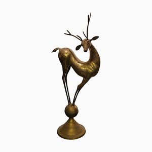 Art Nouveau Brass Deer Sculpture, 1890s-1910s