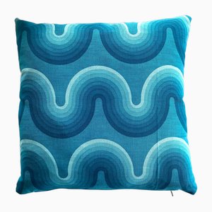 Cushion in Teal Color with Wave Pattern by Verner Panton for Mira X, 1971