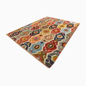 Grand Tapis Kilim Artisanal en Laine, Turquie