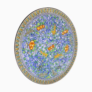 Large 20th Century Ceramic Dish in Yellow and Blue from C.Lombardo, Italy, 1960s