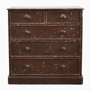 Victorian Pine Chest of Drawers in Original Paint, 1890s
