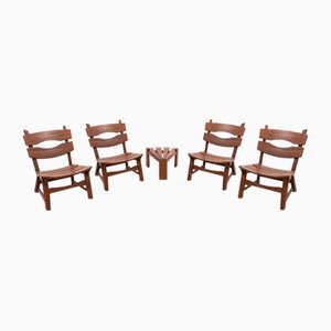 Dutch Stained Oak Chairs by Dittmann & Co. for Awa, 1970s, Set of 5