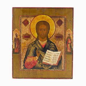 Russian Icon of the Pantocrator on Thick Cypress Board