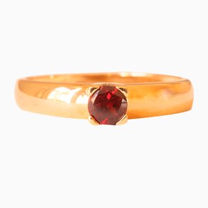 14k Yellow Gold Solitaire Ring with Garnet, 1980s