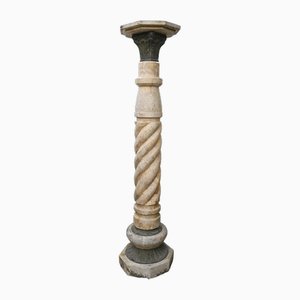 Italian Marble Pedestal Spiral Column Table