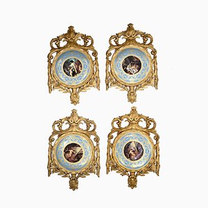 Placques Cherub Wandbehang Teller mit Vergoldetem Rahmen von Sevres, 4 . Set