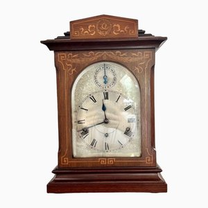 Reloj de manto eduardiano de 8 días de palisandro con incrustaciones, década de 1900