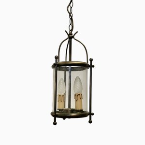 French Brass and Glass Lantern Hall Light, 1920s