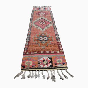 Tapis Vintage en Laine Orange, Rouge et Rose, Turquie, 1960s