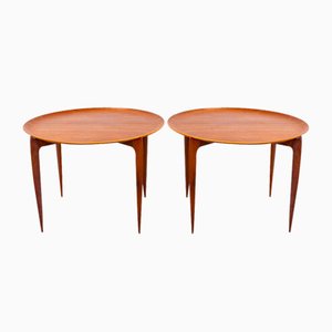 Tables avec Plateau Modèle 4508 en Teck par Fritz Hansen, Danemark, 1950s, Set de 2