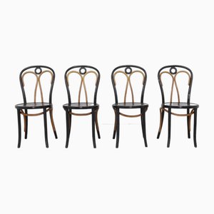 Chaises de Bistrot Art Nouveau en Bois Courbé, 1960s, Set de 4