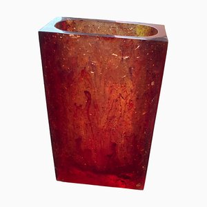 Vase Rectangulaire Vintage Ambré