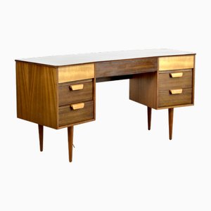 Walnut and Beech Concave Desk by Gunther Hoffstead for Uniflex, 1960s