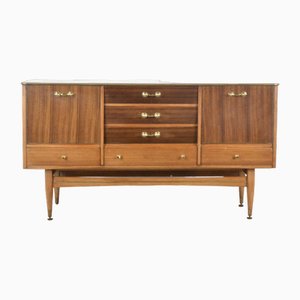 Mid-Century British Walnut & Brass Sideboard