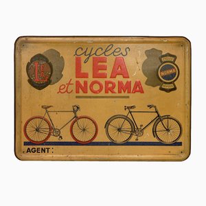 Cartel de metal de Lea Et Norma Bicycles, Bélgica, 1935