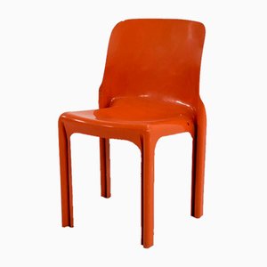 Oranger Selene Stuhl von Vico Magistretti für Artemide, 1970er