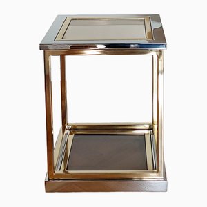 Brass and Chromed Metal Side Table, 1970s.