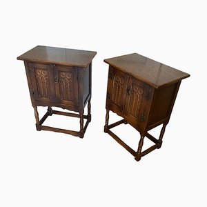 Antique Gothic Style Bedside Cabinets, Set of 2