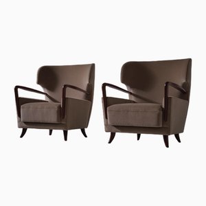 Wingback Armchairs by Melchiorre Bega, Italy, 1950s, Set of 2