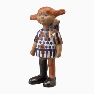 Skandinavischer Mid-Century Pippi Langstrumpf aus Schamotte Steingut von Lisa Larson für Gustavsberg, 1967