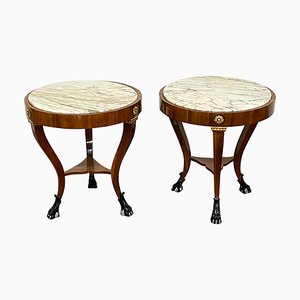 Französische Couchtische mit Marmorplatte, 1990er, 2er Set