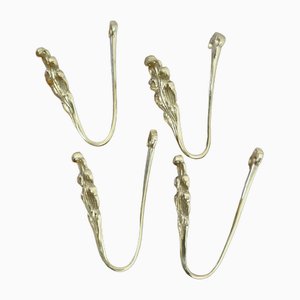 French Brass Curtain Tie Backs, 1950s, Set of 4