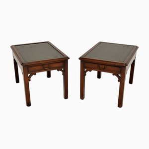 Tables d'Appoint Antiques en Cuir, 1900, Set de 2