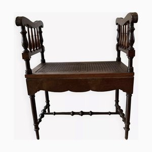 Antique Bench in Wood & Cane, 1890s