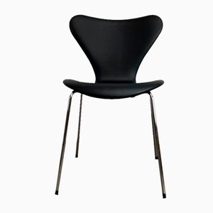 Sillas de comedor modelo 3107 de cuero de Arne Jacobsen para Fritz Hansen. Juego de 6