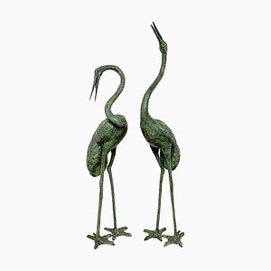 Sculptures Héron en Bronze, Italie, 20ème Siècle, Set de 2