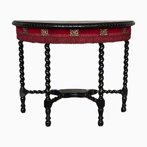 Table Demi-Lune avec Pieds Salomon et Franges, Angleterre, 19ème Siècle, 1890s