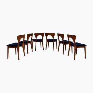 Modern Danish Peter Chairs in Teak by Niels Koefoed for Hornslet, 1960s, Set of 6