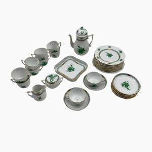 Porcelain Coffee Service from Herend, Hungary, 20th Century, Set of 34