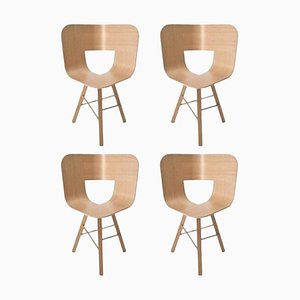Set of Tria Wood Legs Chair in Natural Oak by Colé Italia