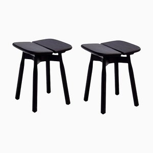 Black Stained Oak Dom Stools by Marcos Zanuso Jr, Set of 2