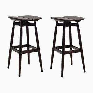High Black Stained Oak Dom Stools by Marcos Zanuso Jr, Set of 2