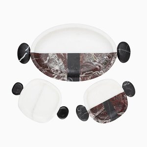 Petites Assiettes et Plateau en Marbre par Matteo Cibic, Set de 3